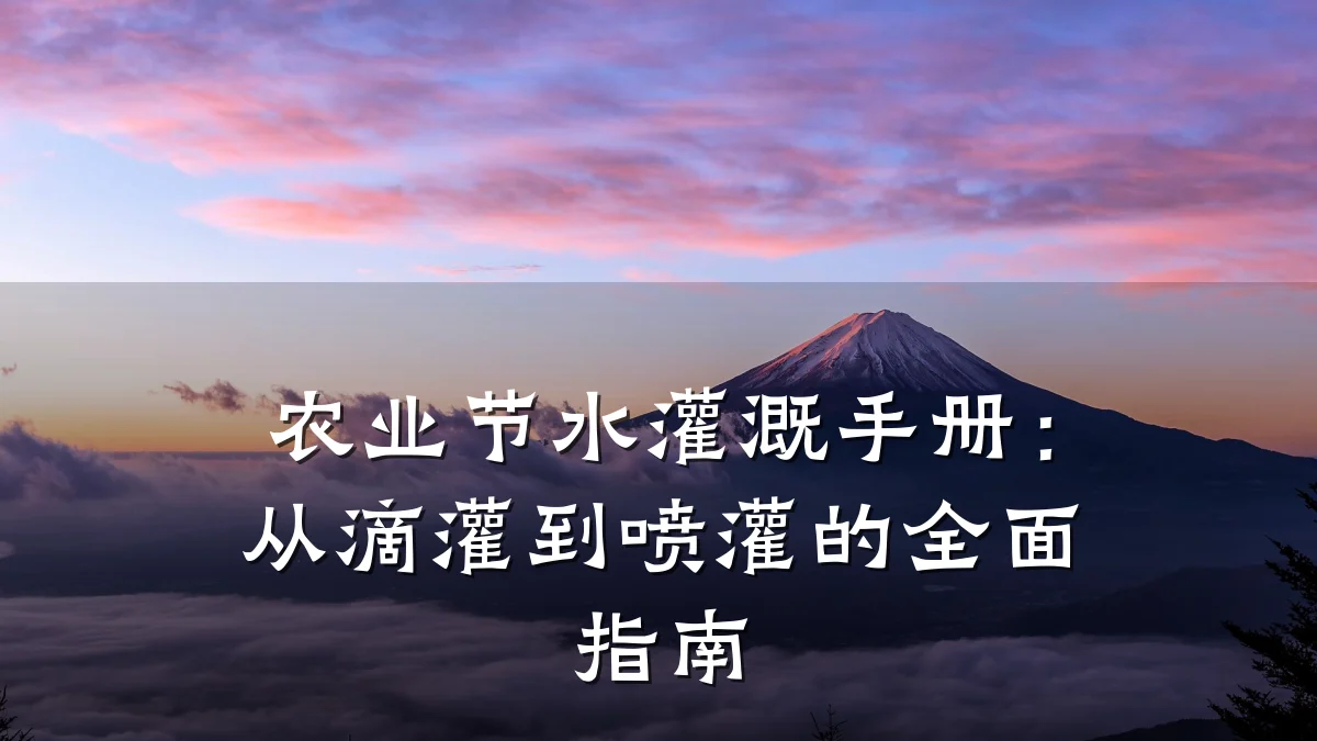 农业节水灌溉手册:从滴灌到喷灌的全面指南